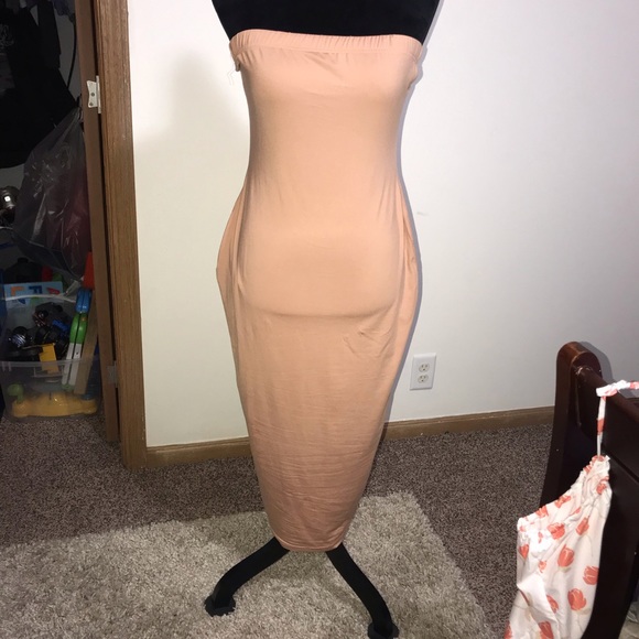 ❗️SALE❗️Tan Tube Dress - Picture 3 of 7